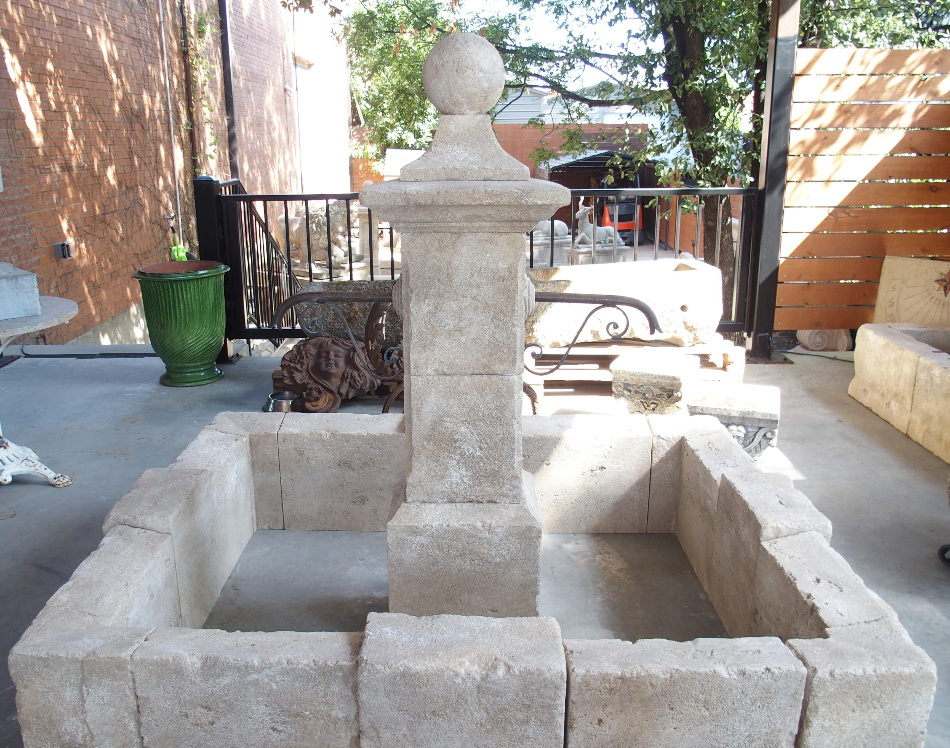 Sisteron Carved Limestone 2-Spout Rectangular Center Fountain, Provence, France For Sale 13