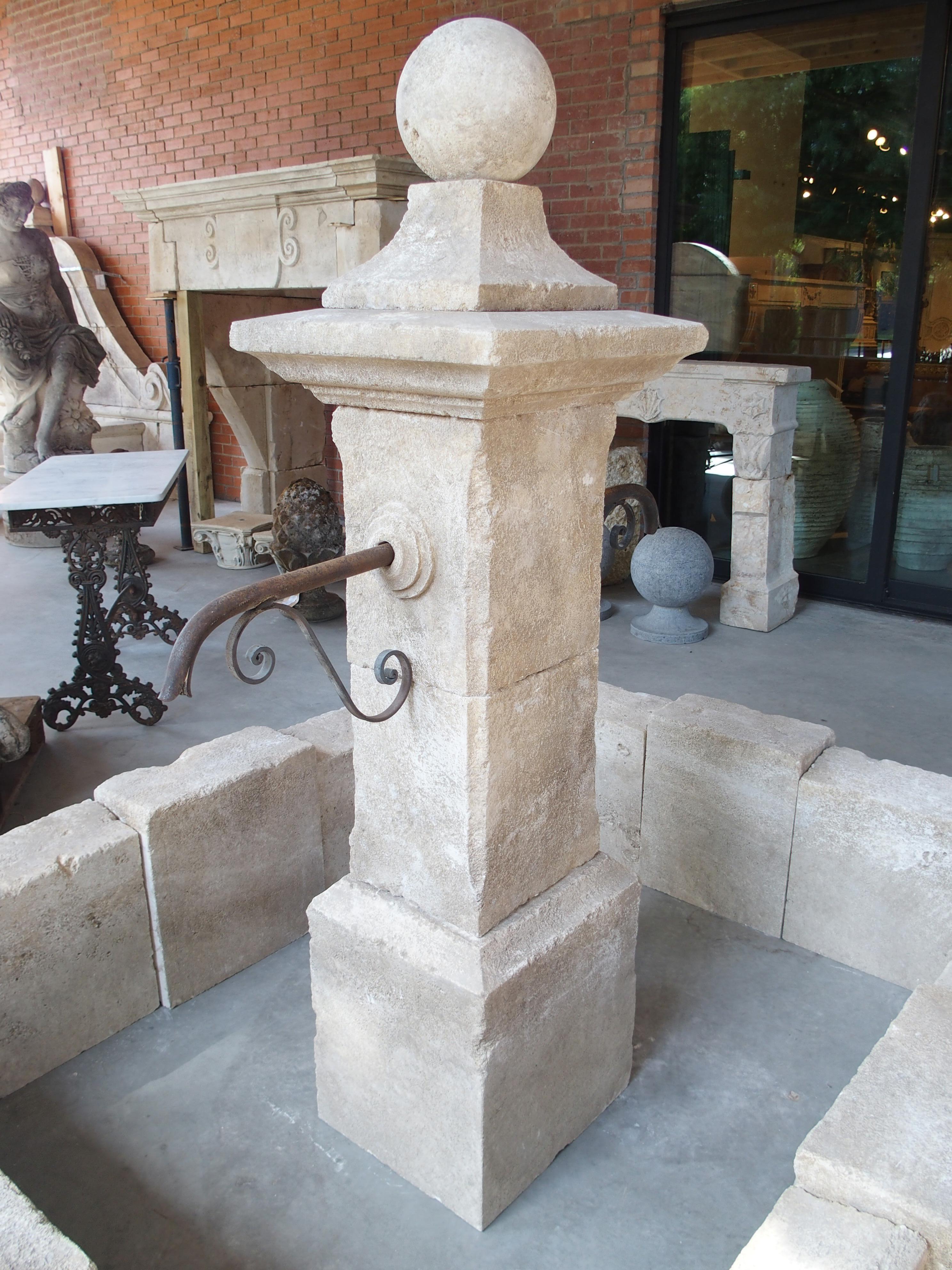 Sisteron Carved Limestone 2-Spout Rectangular Center Fountain, Provence, France For Sale 1