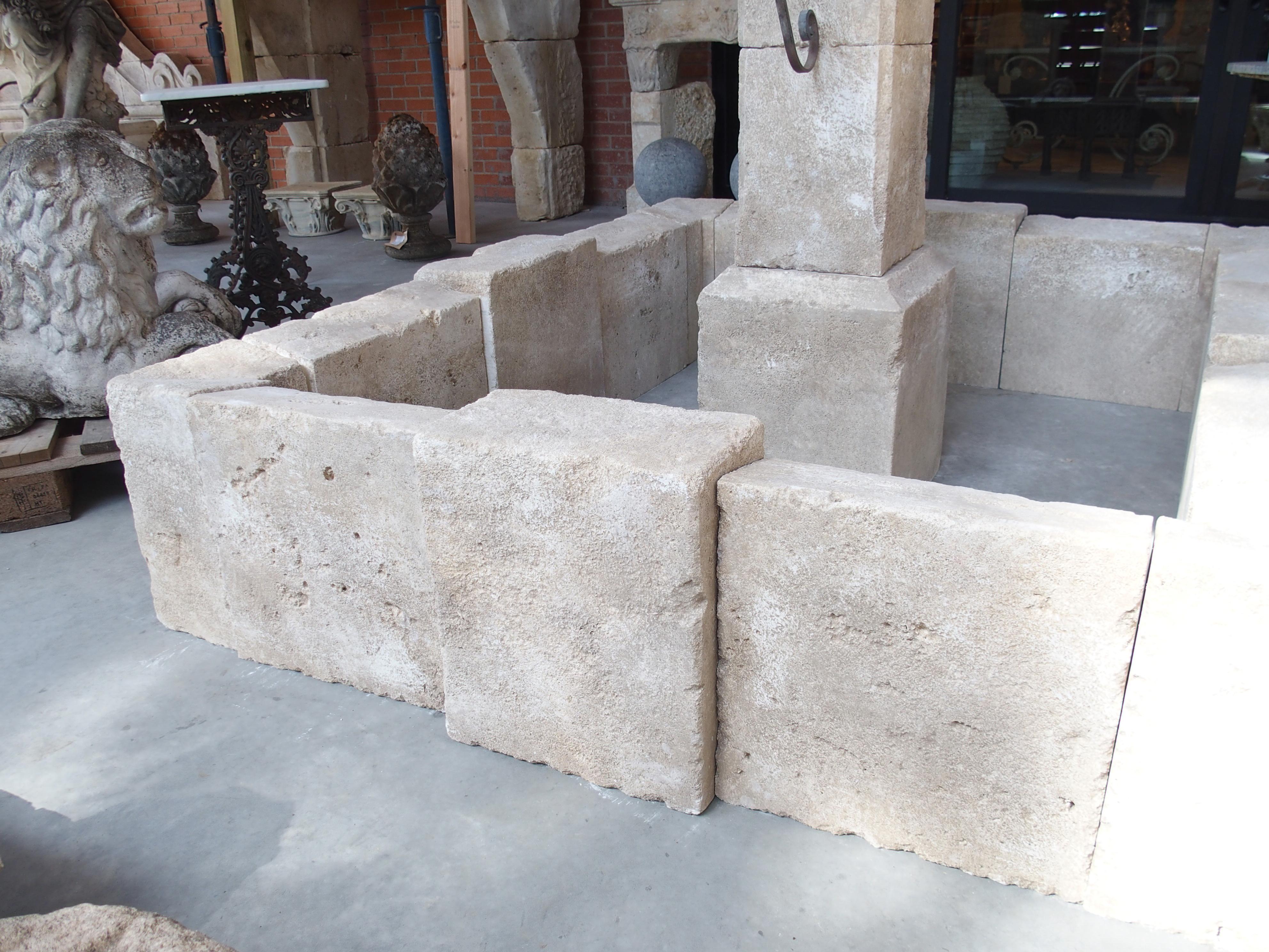 Sisteron Carved Limestone 2-Spout Rectangular Center Fountain, Provence, France For Sale 2