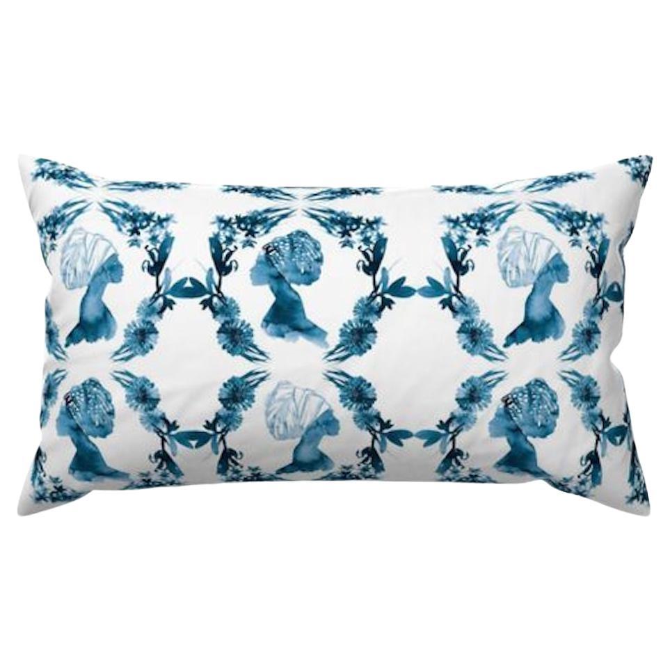 Sisters Blue Lumbar Pillow For Sale