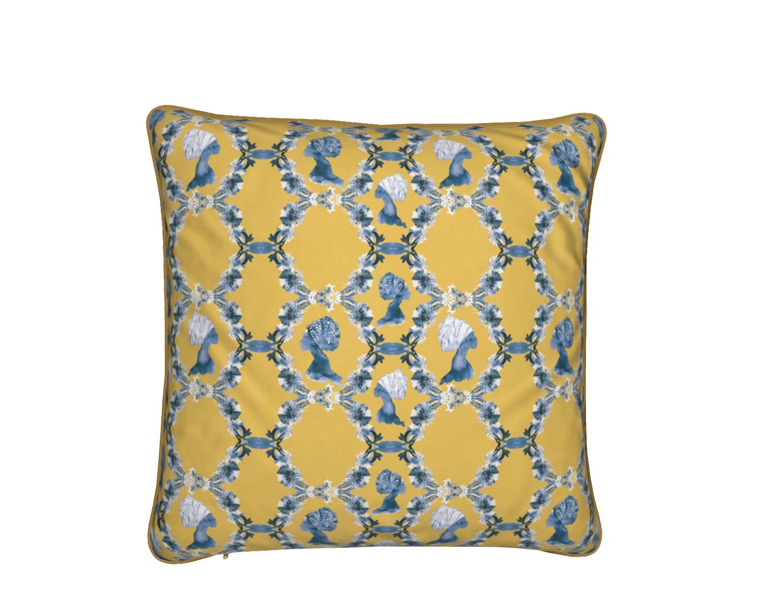 American Sisters Golden Classic Velvet Pillow For Sale
