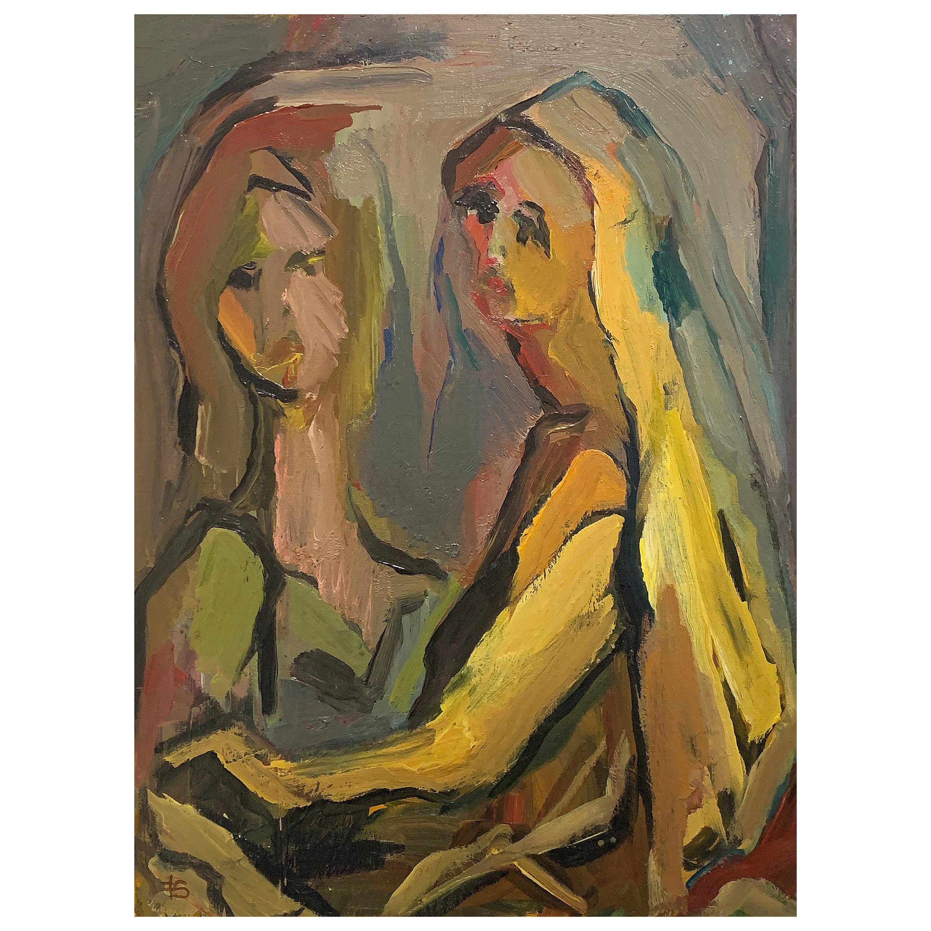 Sœurs:: peinture de la peintre américaine Fay Singer en vente