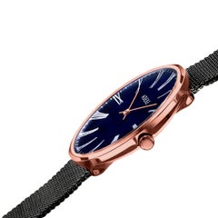 Sistine Black 40mm Mesh Band Quartz Watch (Complimentary extra straps)