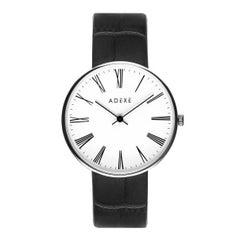 Sistine Black & white42mm Leather Band Quartz Watch (Complimentary extra straps)