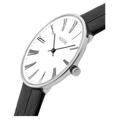 Sistine Black & white42mm Leather Band Quartz Watch (Complimentary extra straps)