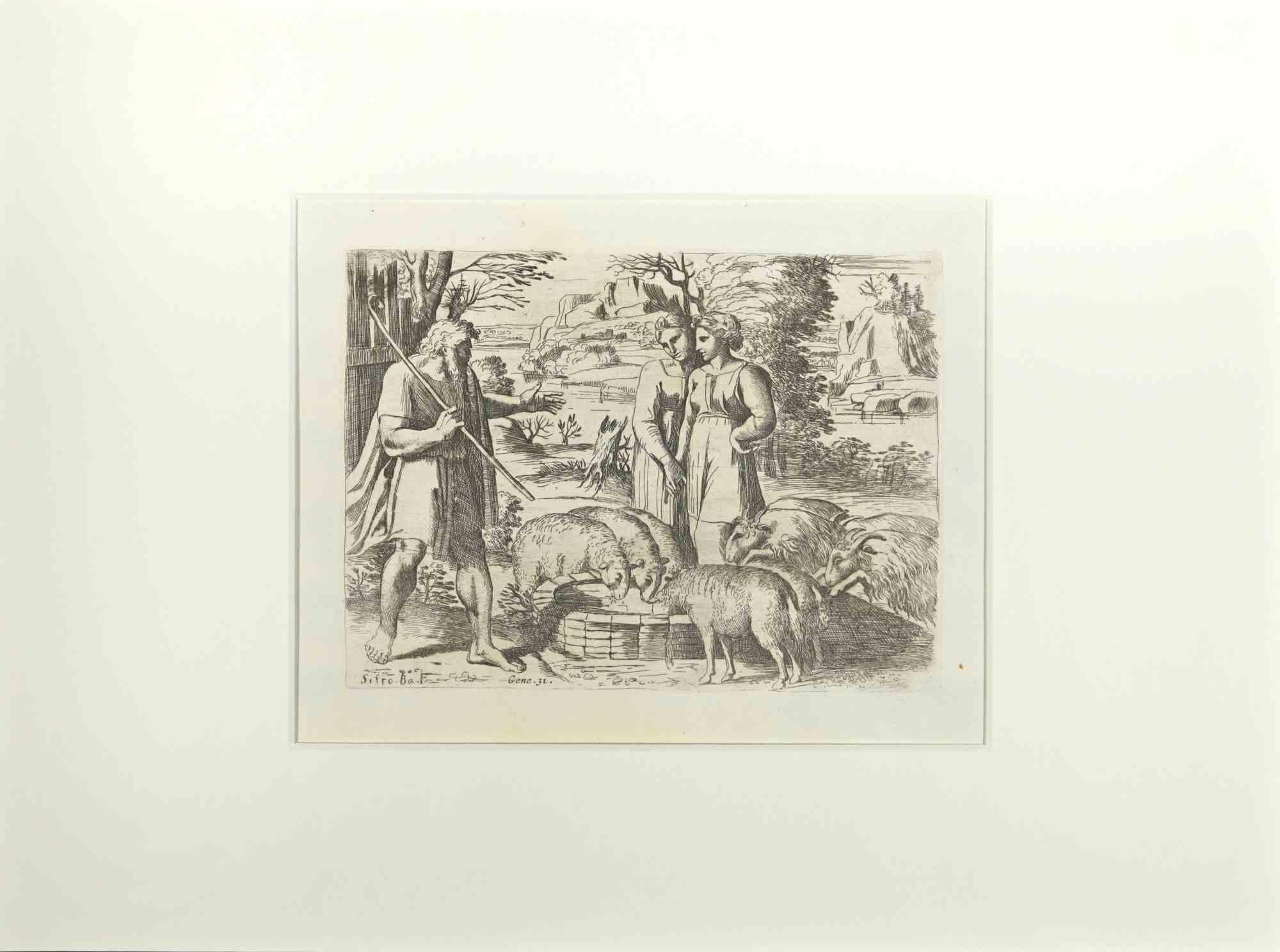 Genesis 31 -Old Testament Story is an Etching print realized by the artist Sisto Badalocchio.

About The Old Testament Story, 1607 ca.

Passpartout included 29 x 39 cm

The artwork is in good condition.

Together Giovanni Lanfranco with Sisto