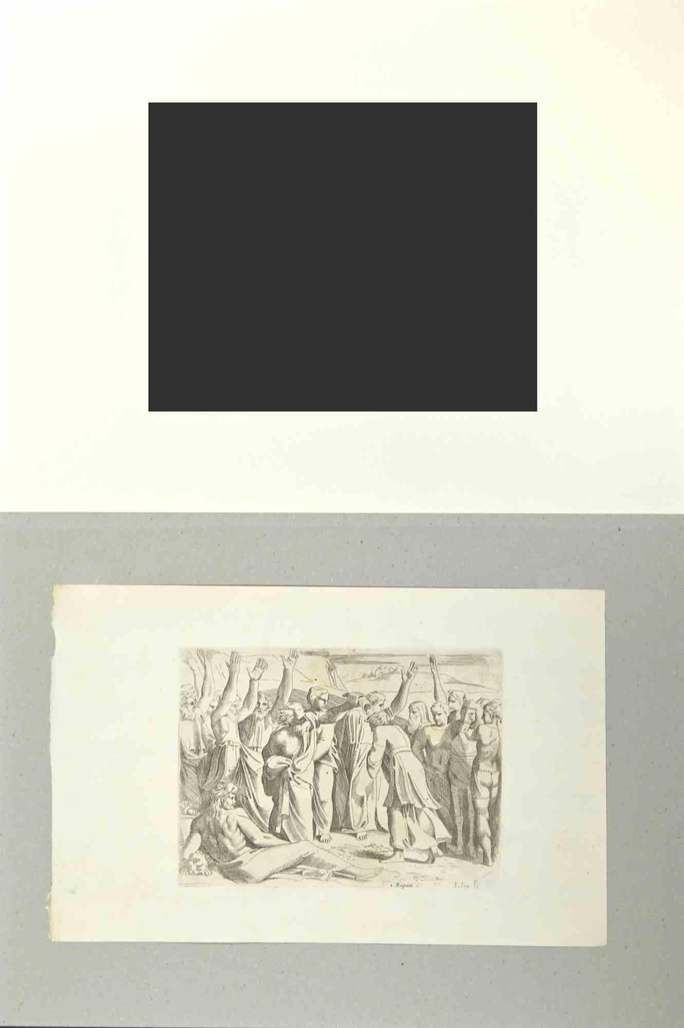 Regum.1 - Histoire du Testament ancien - eau-forte de Sisto Badalocchio - 1607 en vente 1