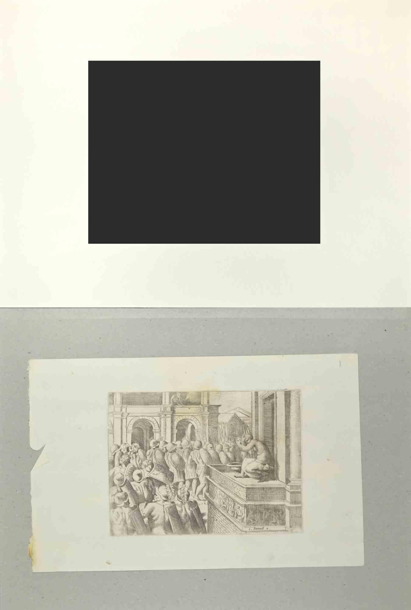 Samuele 11 - Histoire du Testament ancien - gravure de Sisto Badalocchio - 1607 en vente 1