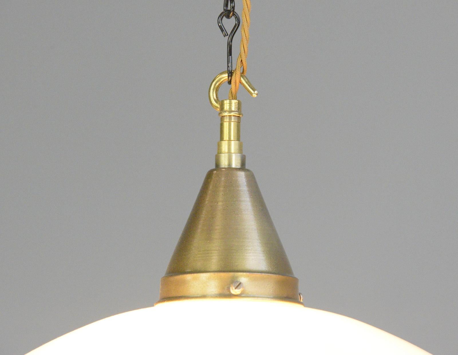 Opaline Glass Sistrah P4 Pendant Lights by Otto Muller, Circa 1930s For Sale