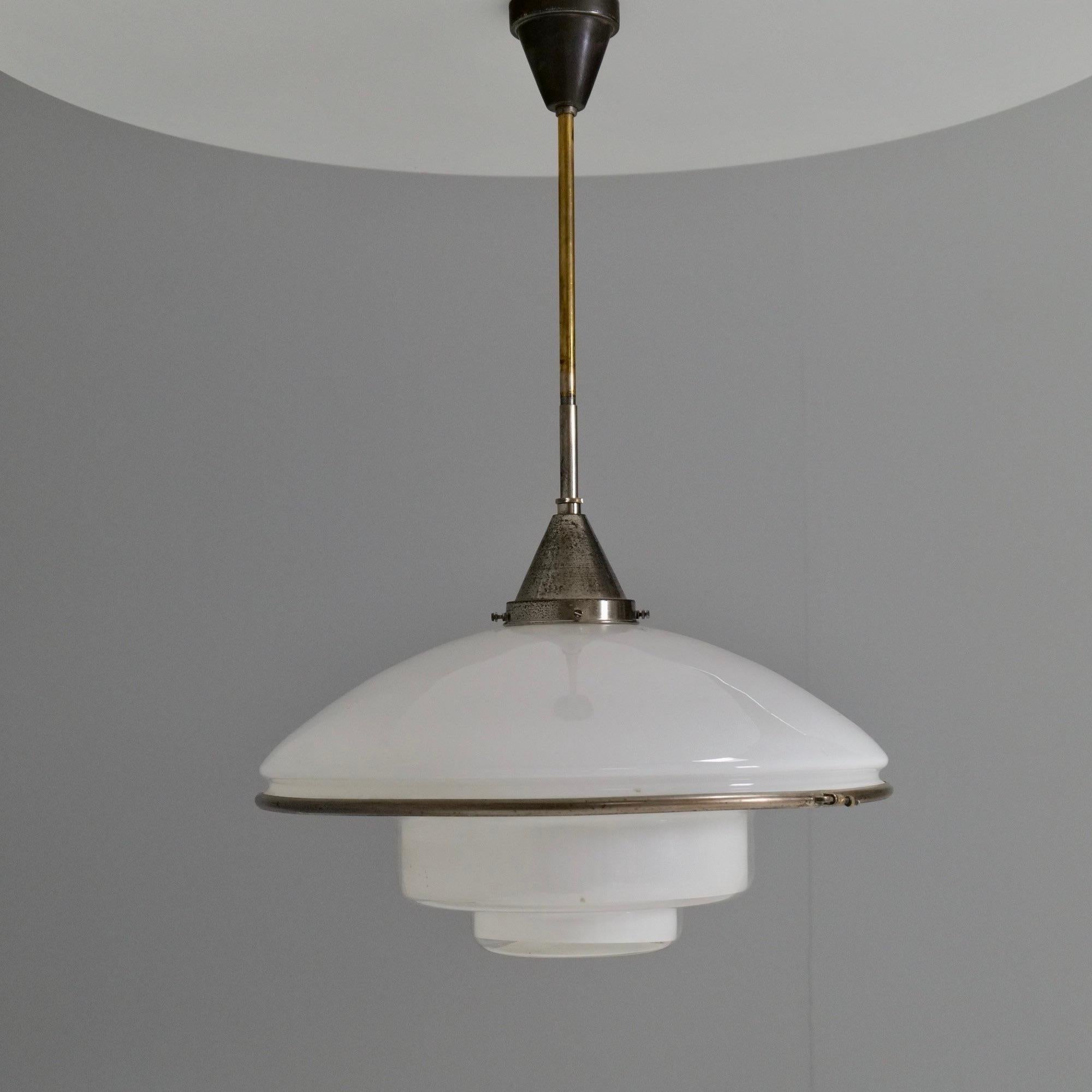 German Sistrah P5, Bauhaus Pendant Lamp by C.F. Otto Mueller, 1930s For Sale