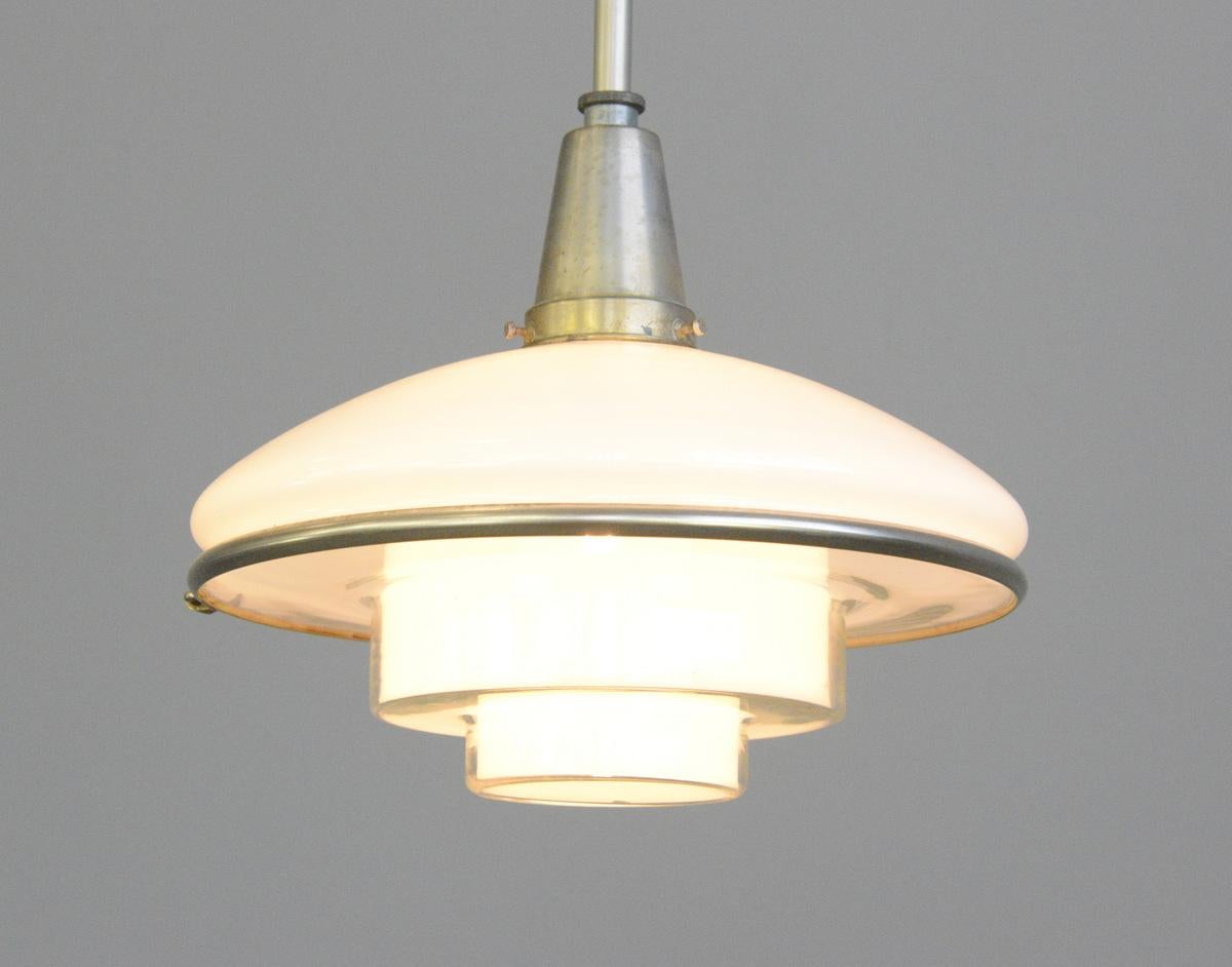 Opaline Glass Sistrah Pendant Light by Otto Muller, 1930s