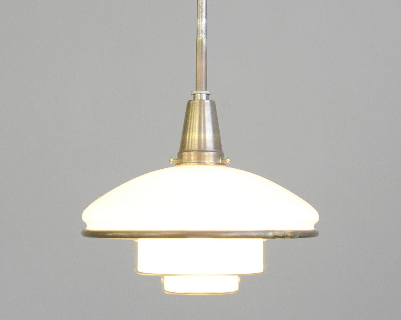 Opaline Glass Sistrah Pendant Light by Otto Muller, circa 1930s