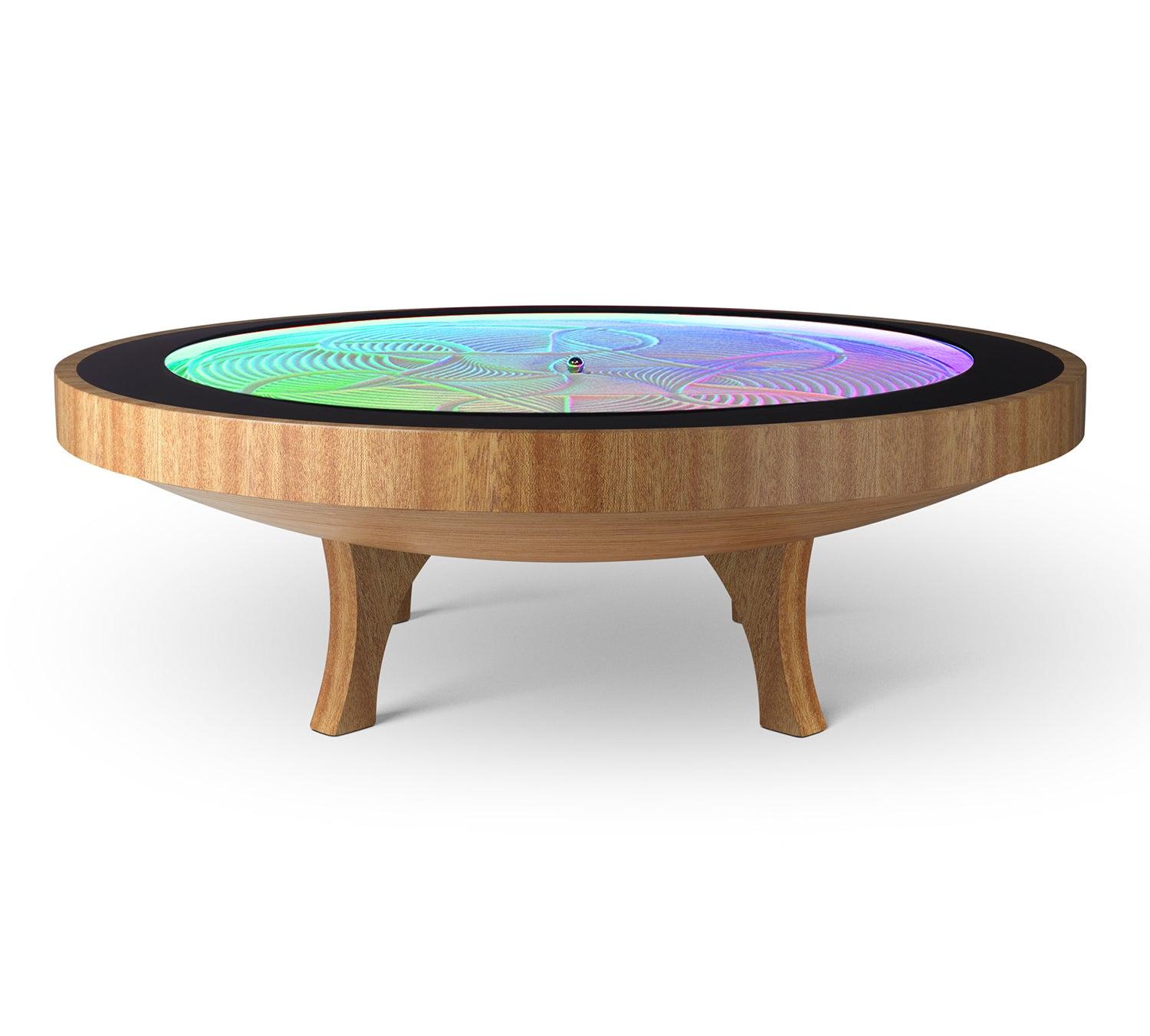 La table basse en bois dur est un art cinétique fusionné avec un design de luxe. Assemblé avec du bois dur de première qualité et des placages spécialement sélectionnés et appliqués à la main par un artisan qualifié, la table d'appoint en bois dur