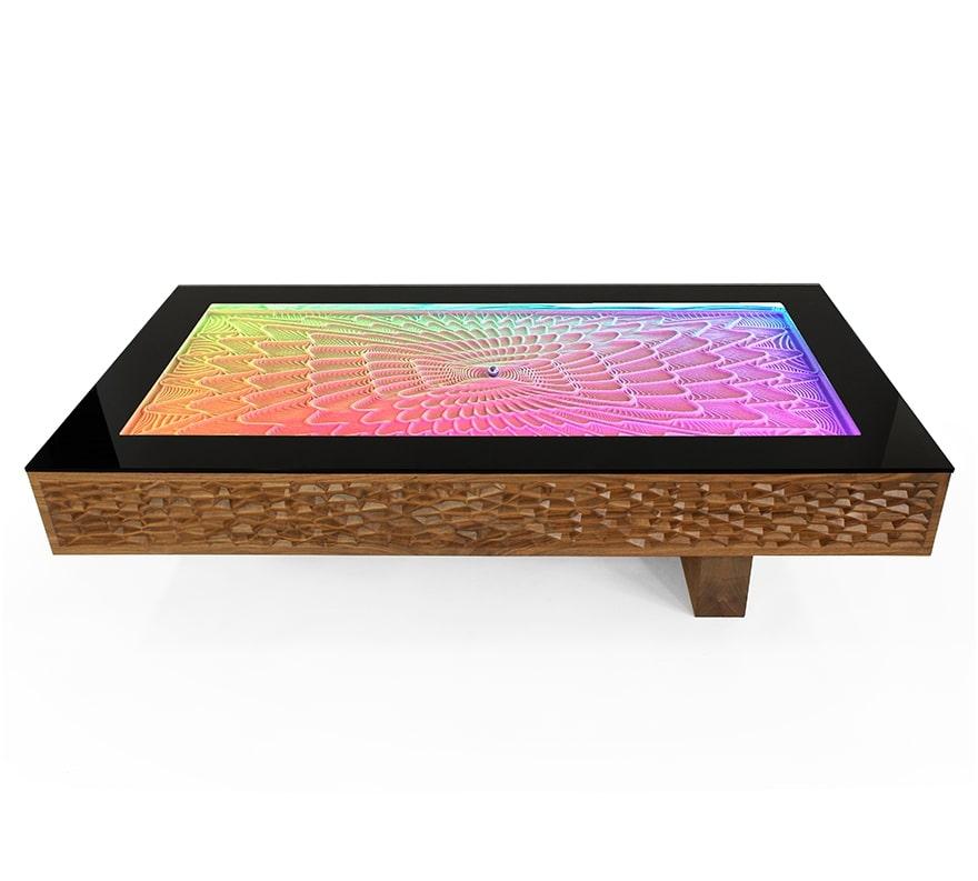 Contemporary Sisyphus Xyla Kinetic Art Carved Hardwood Coffee Table For Sale