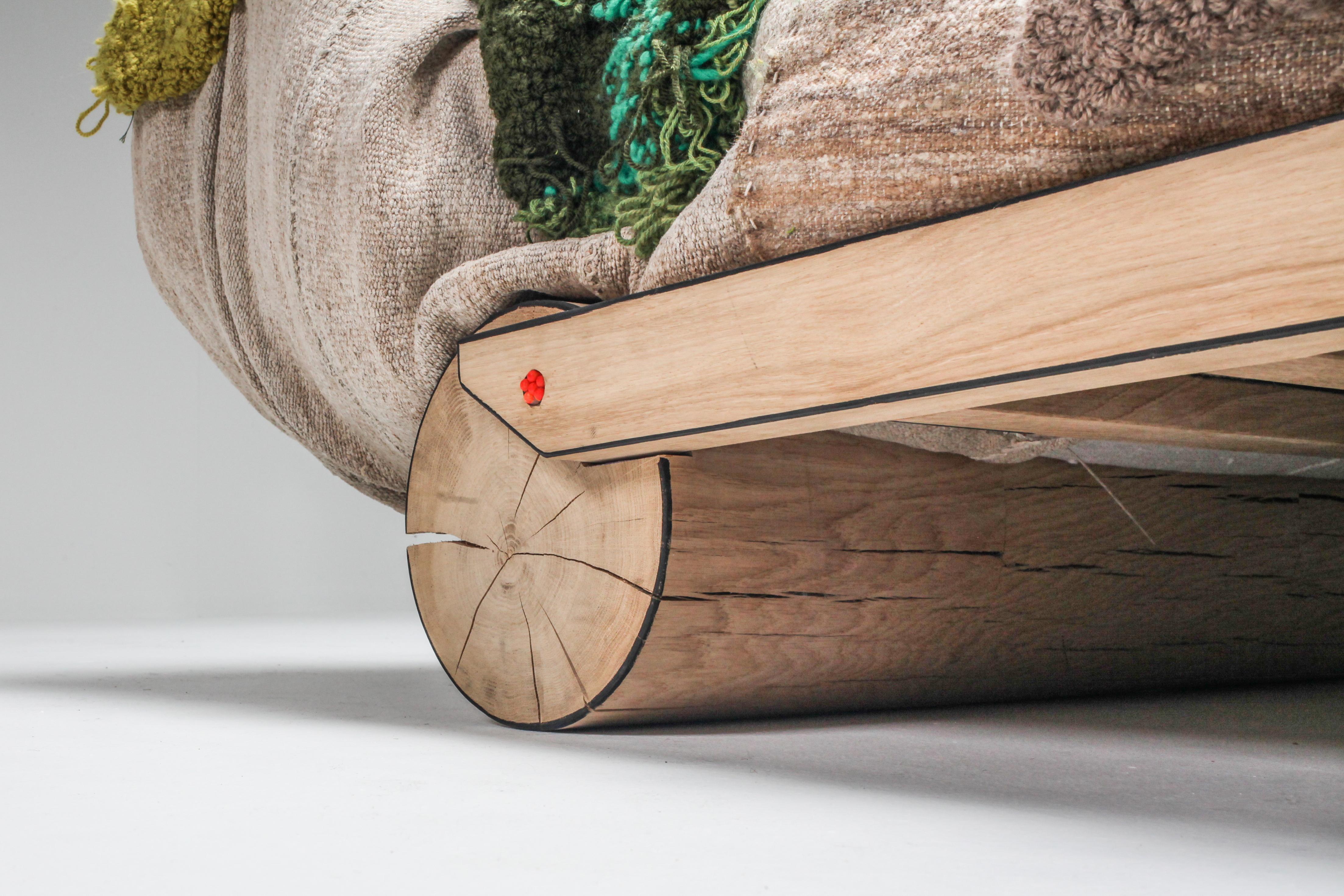 'Sit in My Valley II' Woven Raw Wool and Solid Oak Sofa, Lionel Jadot, 2020 5