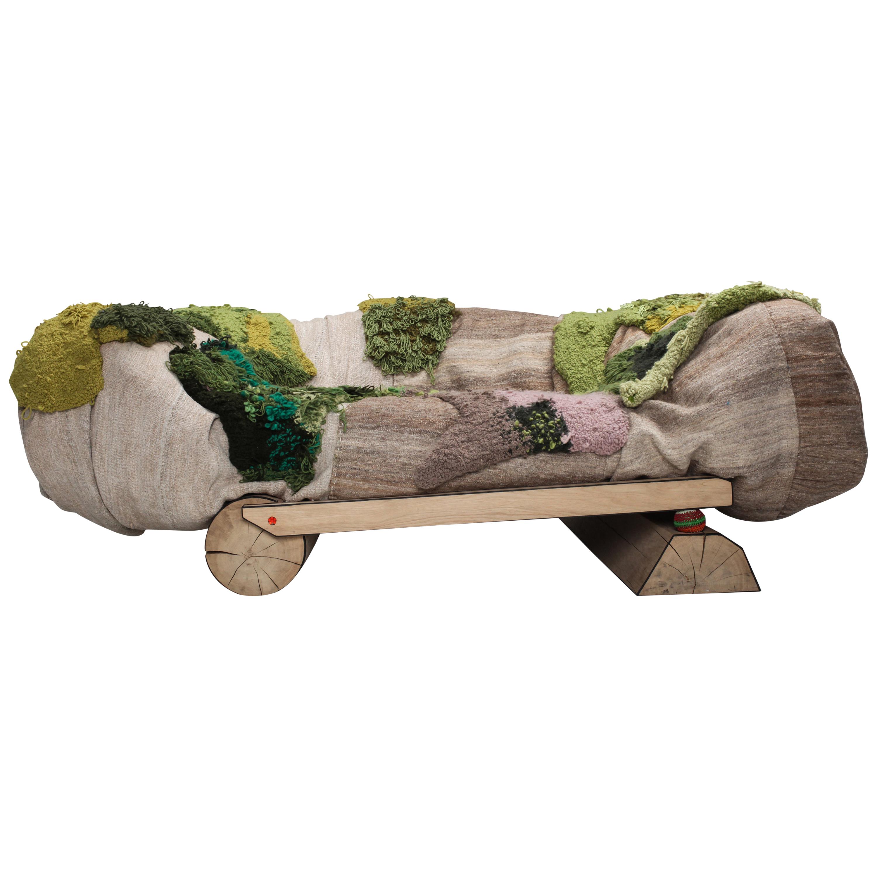 'Sit in My Valley II' Woven Raw Wool and Solid Oak Sofa, Lionel Jadot, 2020