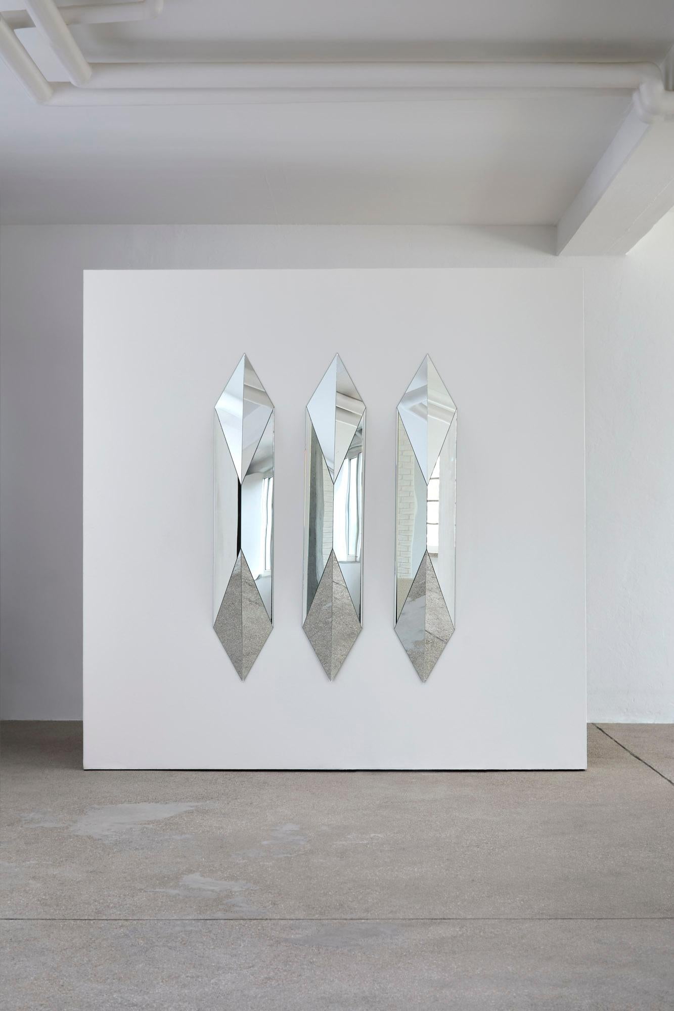 Post-Modern Unique Sita Wall Mirror - Clear Mirror on Wood Structure by Megarisiotis For Sale