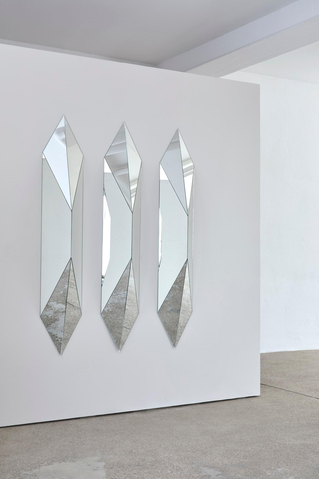 German Unique Sita Wall Mirror - Clear Mirror on Wood Structure by Megarisiotis For Sale