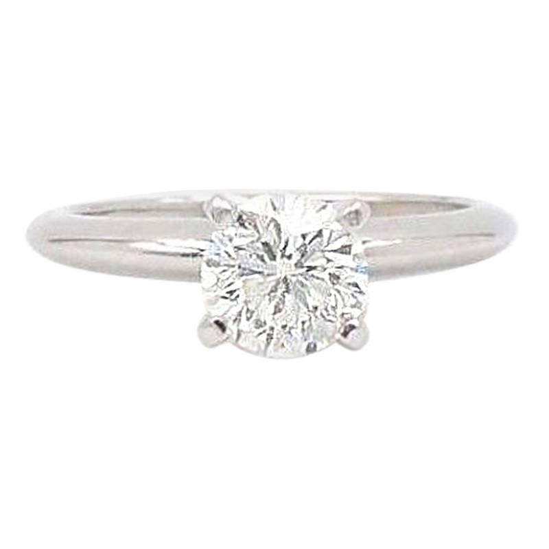 Sitara Round Diamond Engagement Ring 0.74 Ct G SI2 14k White Gold W/GSI Report For Sale
