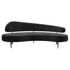 SITIERA_01 Ébano Velvet Upholstered 3-seater Sofa with Aged Bronze Legs
