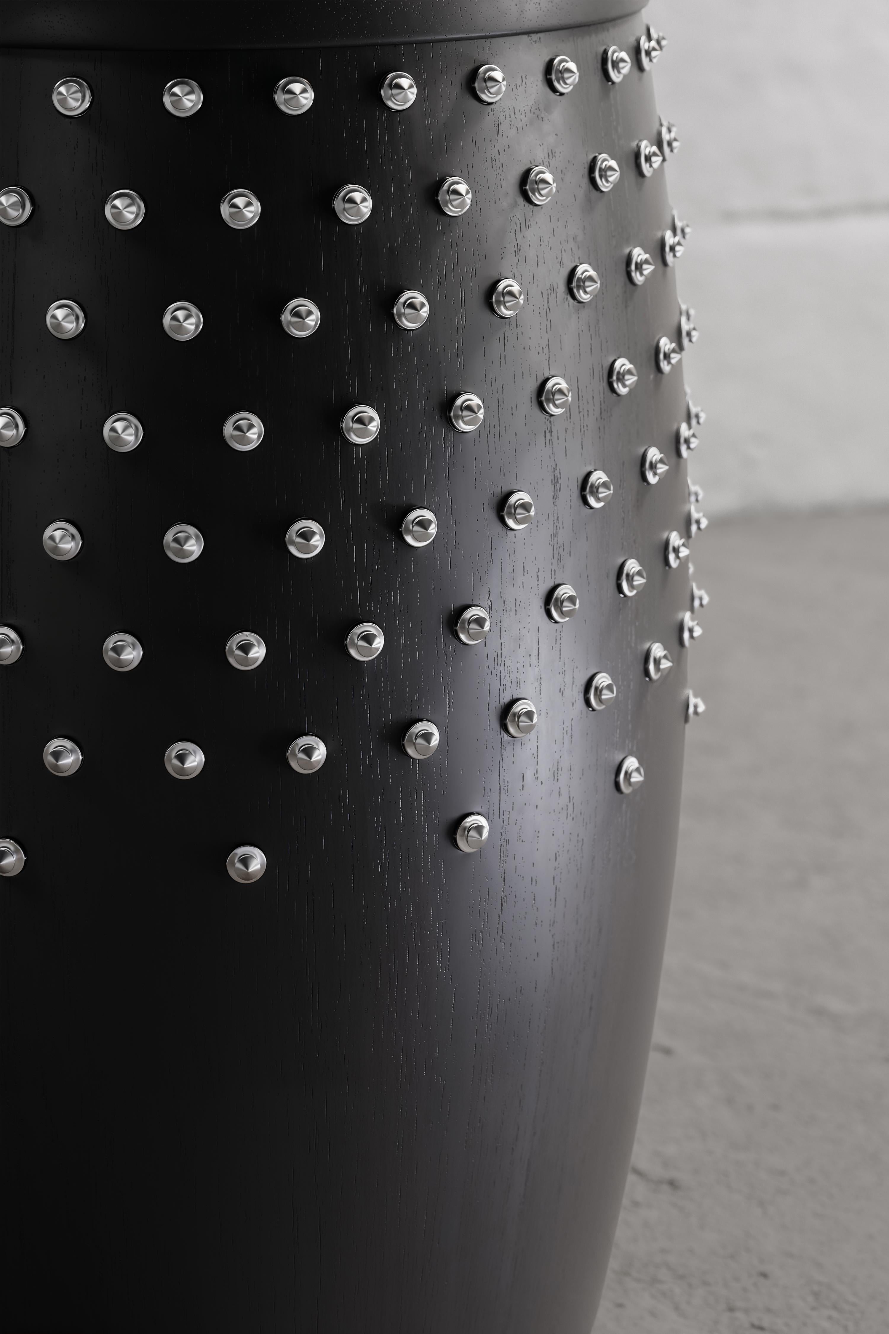 Contemporary SITIERA_01 Solid Wood Stool, with Stainless Steel Accents by ANDEAN, In Stock For Sale