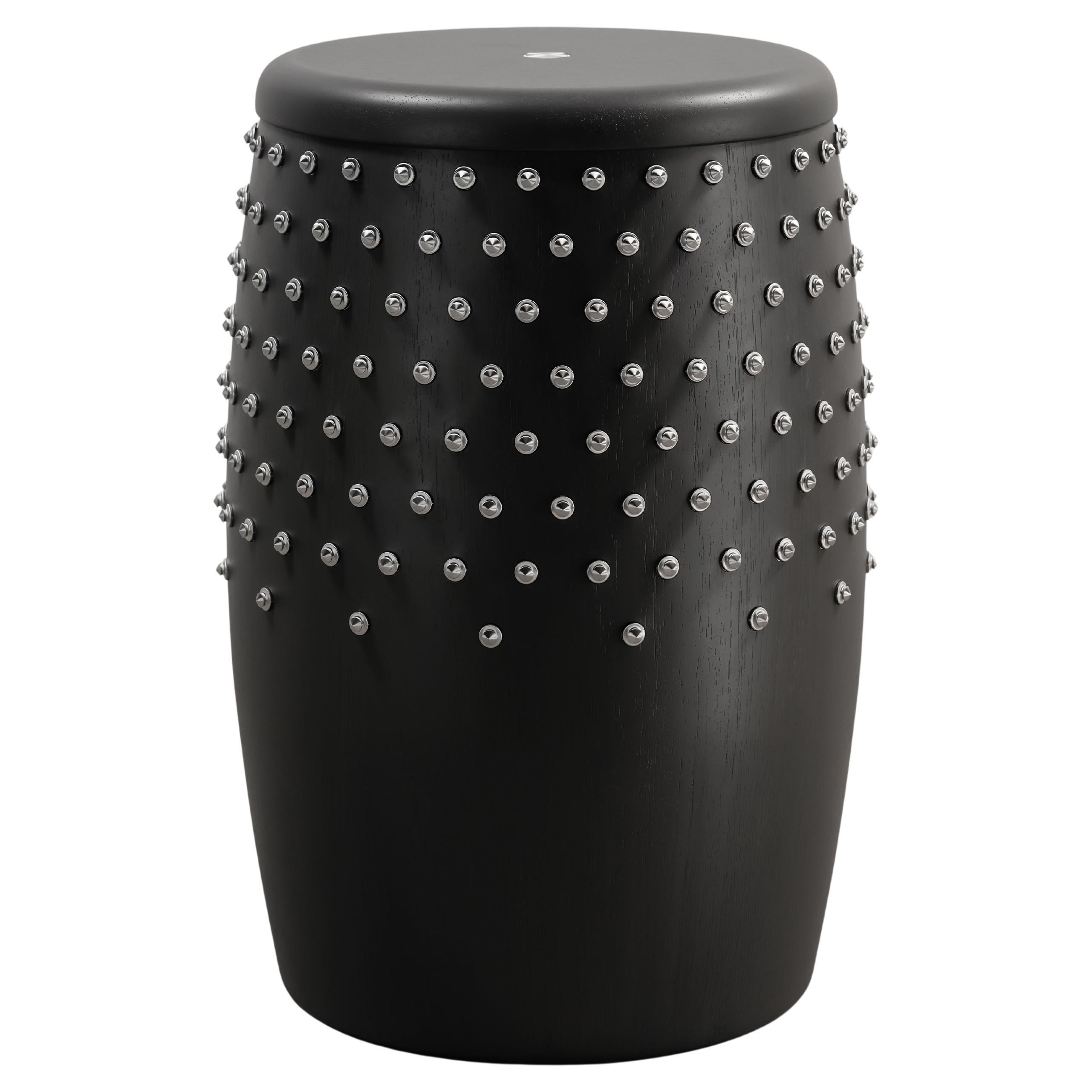 SITIERA_01 Solid Wood Stool, with Stainless Steel Accents by ANDEAN, In Stock
