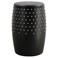 SITIERA_01 Solid Wood Stool, with Stainless Steel Accents by ANDEAN, In Stock