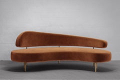 SITIERA_01 Terracota Velvet Upholstered 3-seater Sofa with Aged Bronze Legs