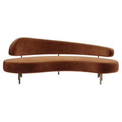 SITIERA_01 Terracota Velvet Upholstered 3-seater Sofa with Aged Bronze Legs