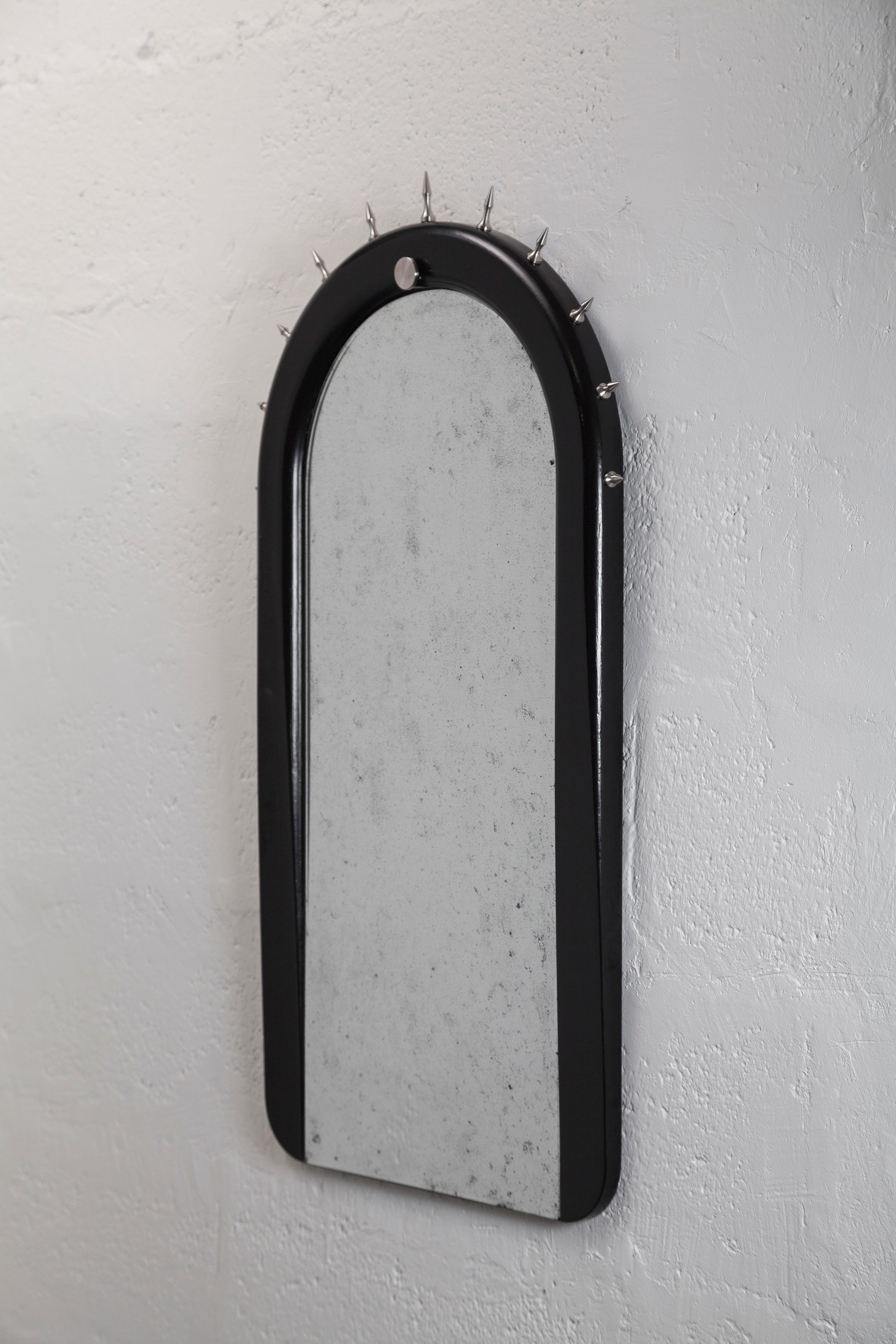 Modern SITIERA_01 Wall Mirror in Solid Wood, Steel and Aged Mirror by ANDEAN, In Stock For Sale