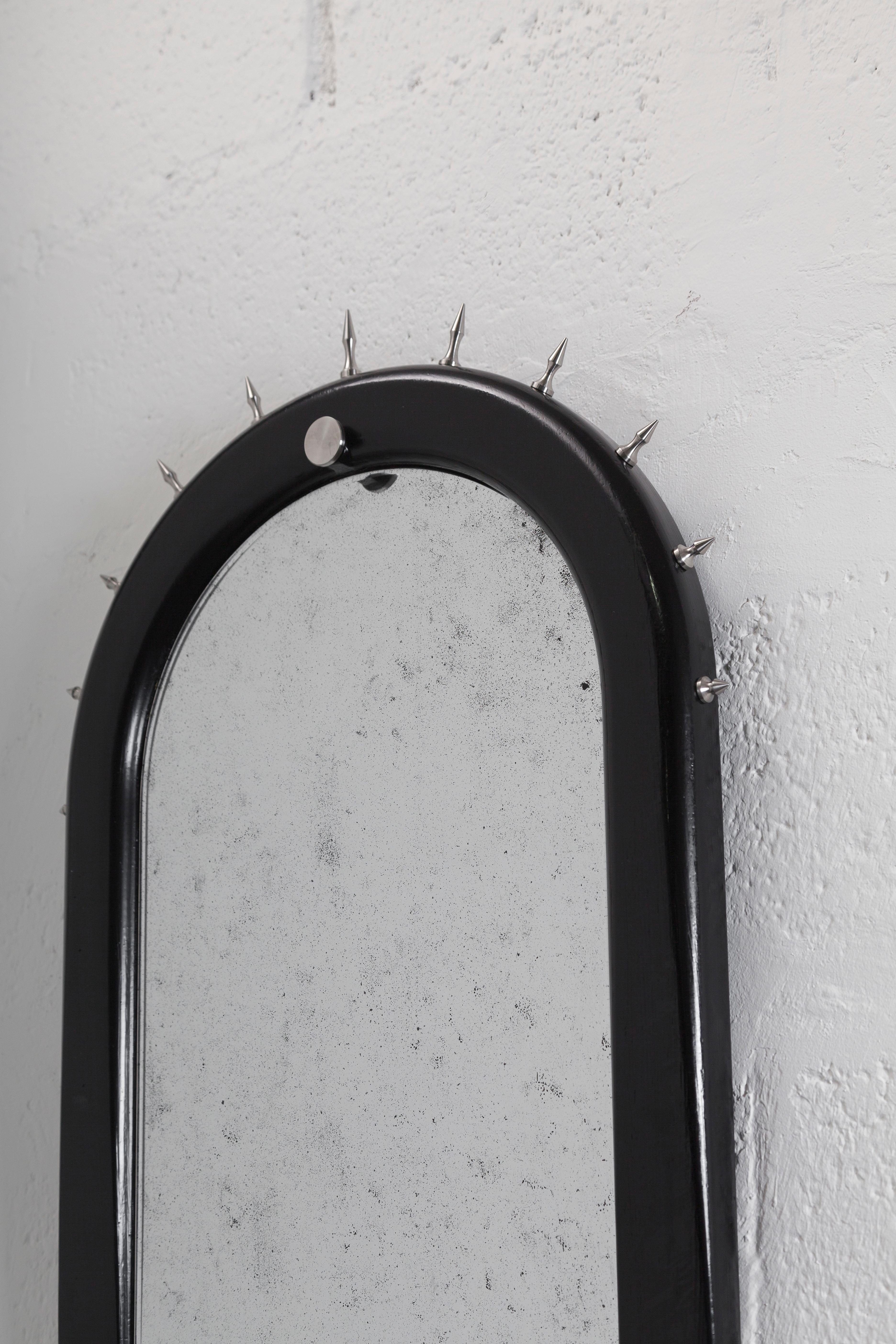 Contemporary SITIERA_01 Wall Mirror in Solid Wood, Steel and Aged Mirror by ANDEAN, In Stock For Sale