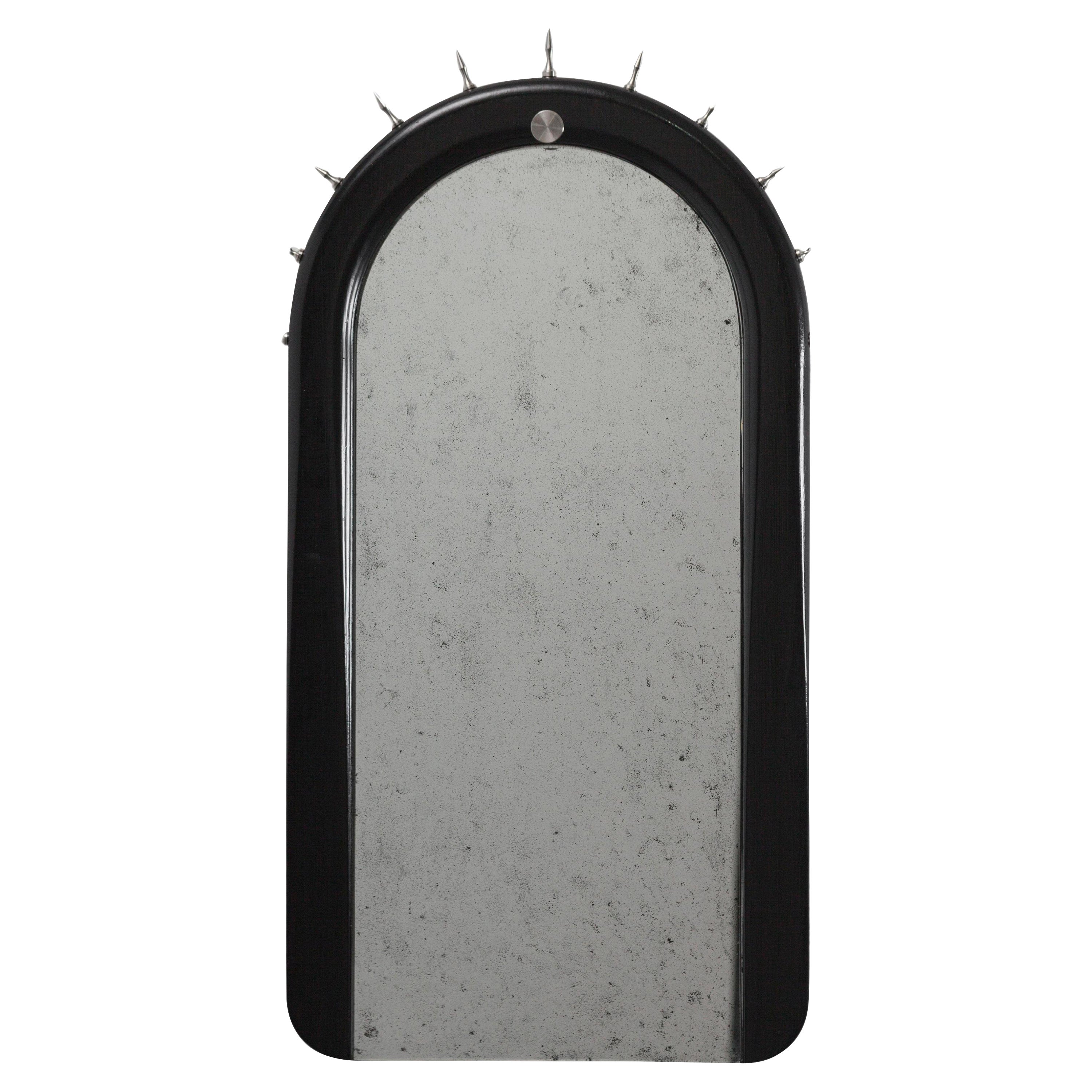 SITIERA_01 Specchio da parete in legno massiccio, acciaio e specchio invecchiato di ANDEAN, in stock