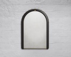 SITIERA_03 Espejo de pared de madera maciza, detalles de bronce envejecido y espejo envejecido