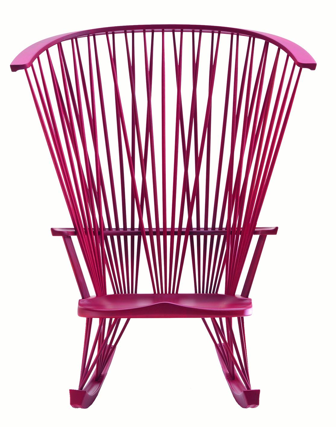 pink wooden rocking chair