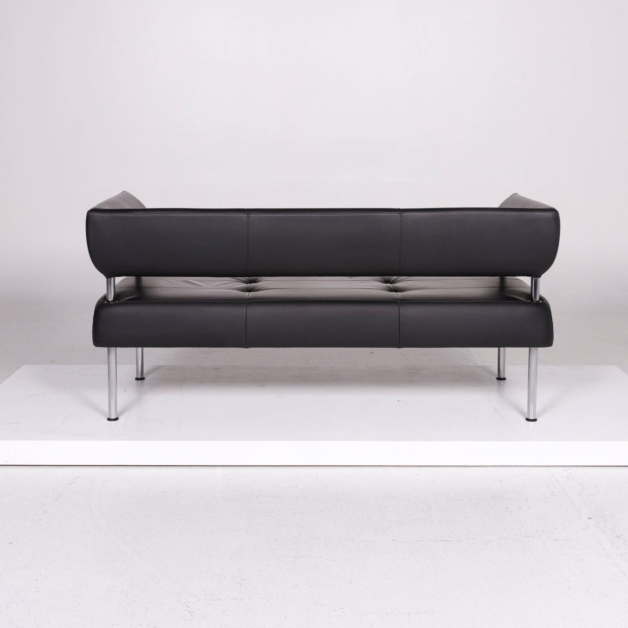 Sitland Leather Sofa Set Black 1 Three-Seat 2 Armchair 4