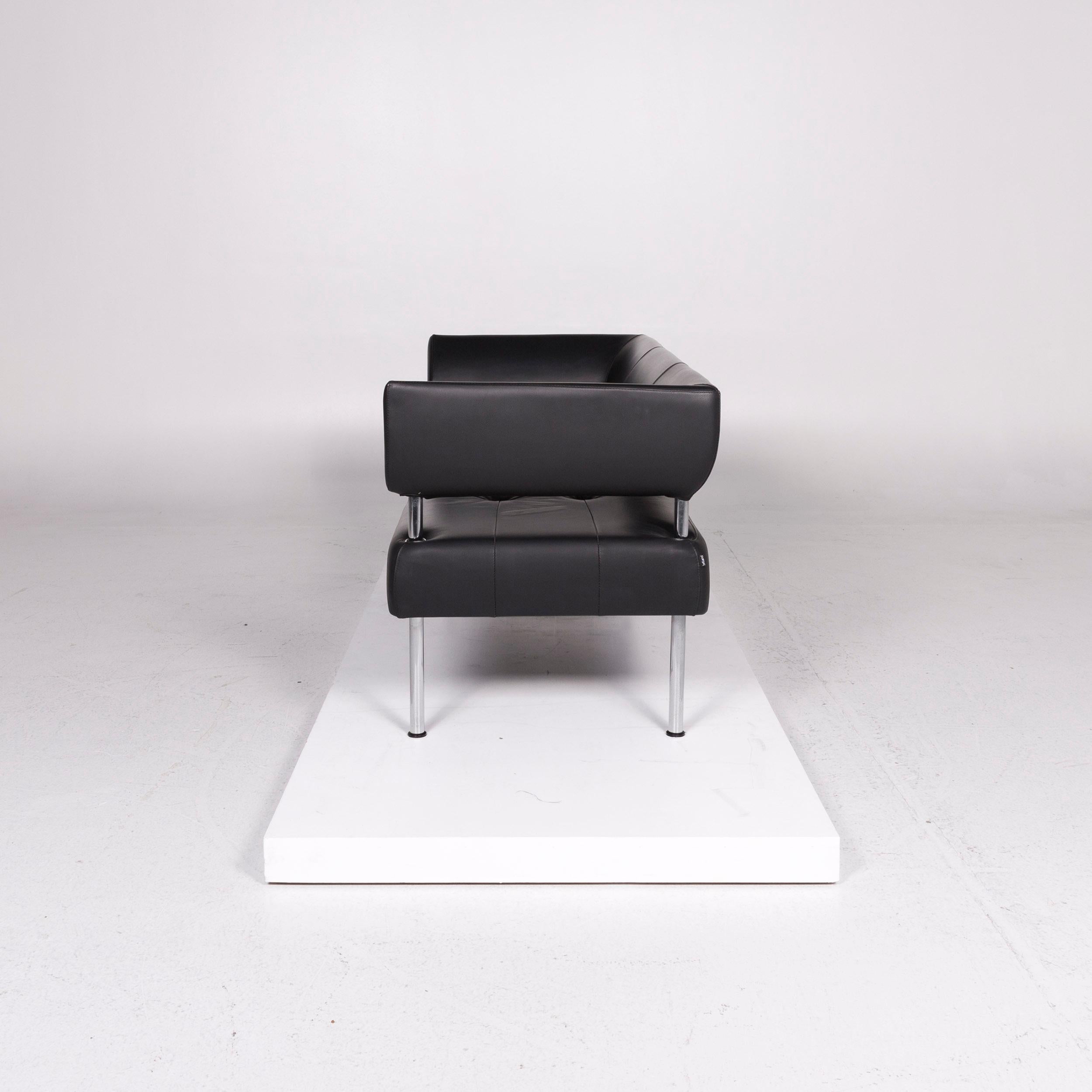 Sitland Leather Sofa Set Black 1 Three-Seat 2 Armchair 5