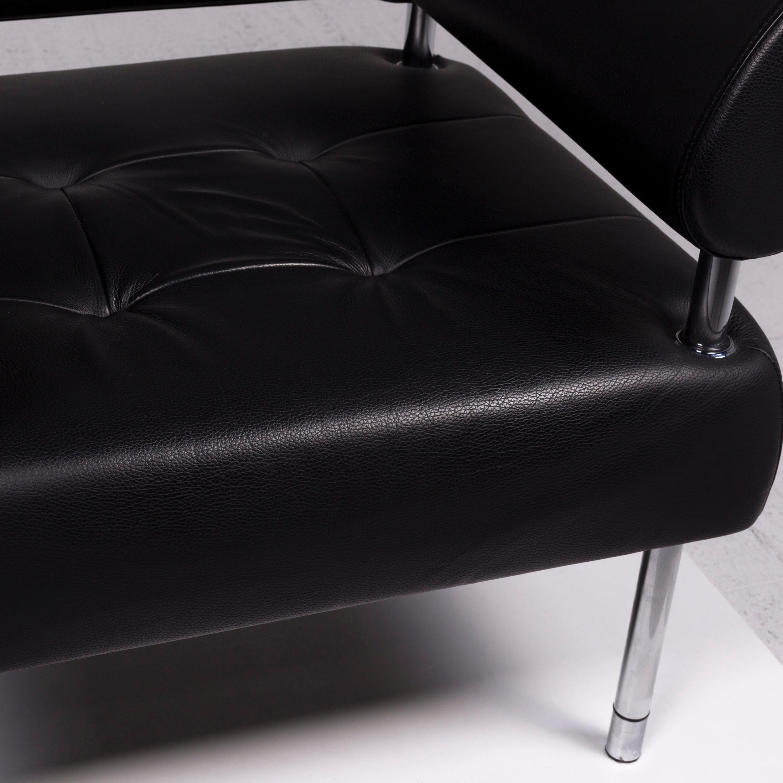 Sitland Leather Sofa Set Black 1 Three-Seat 2 Armchair 6