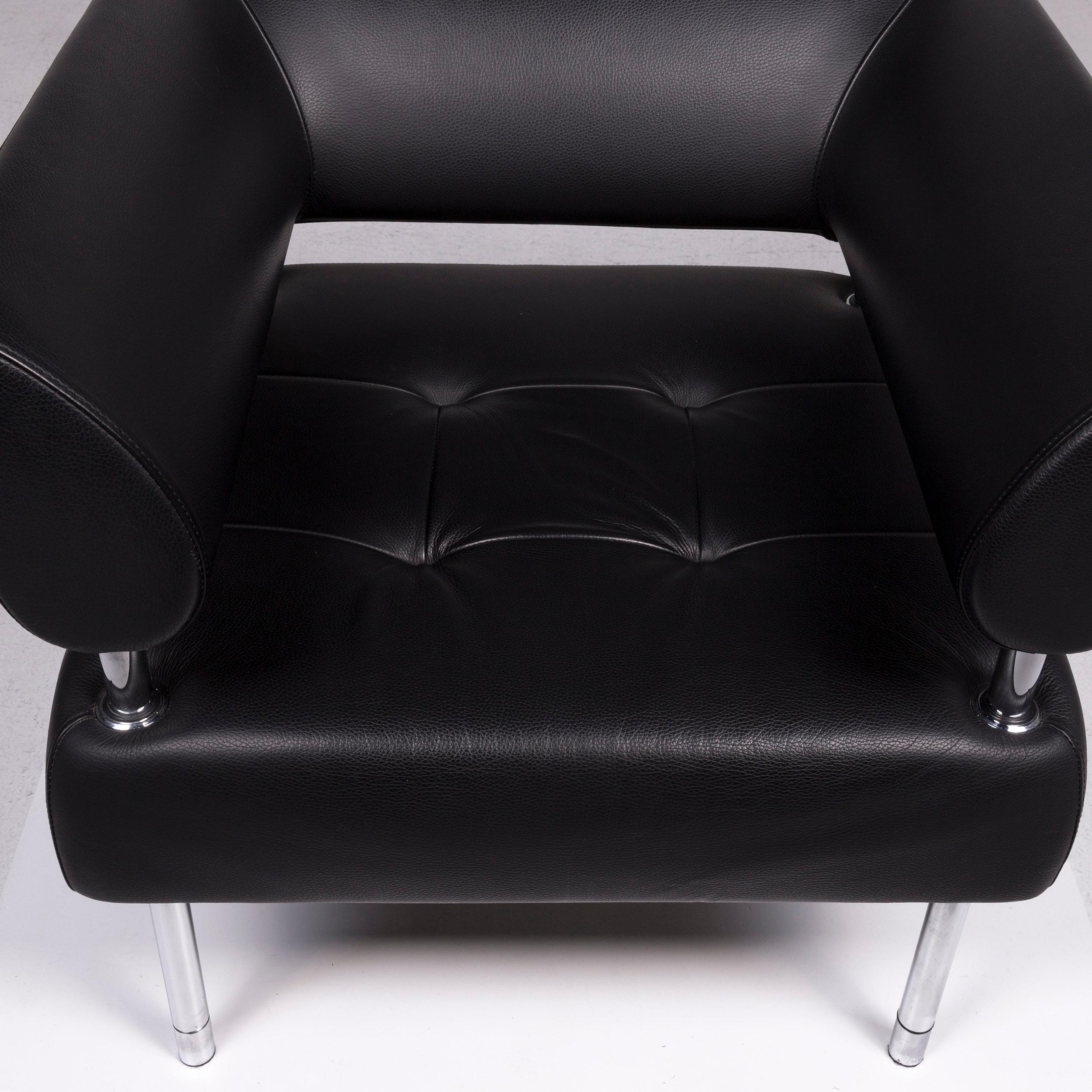 Sitland Leather Sofa Set Black 1 Three-Seat 2 Armchair 7