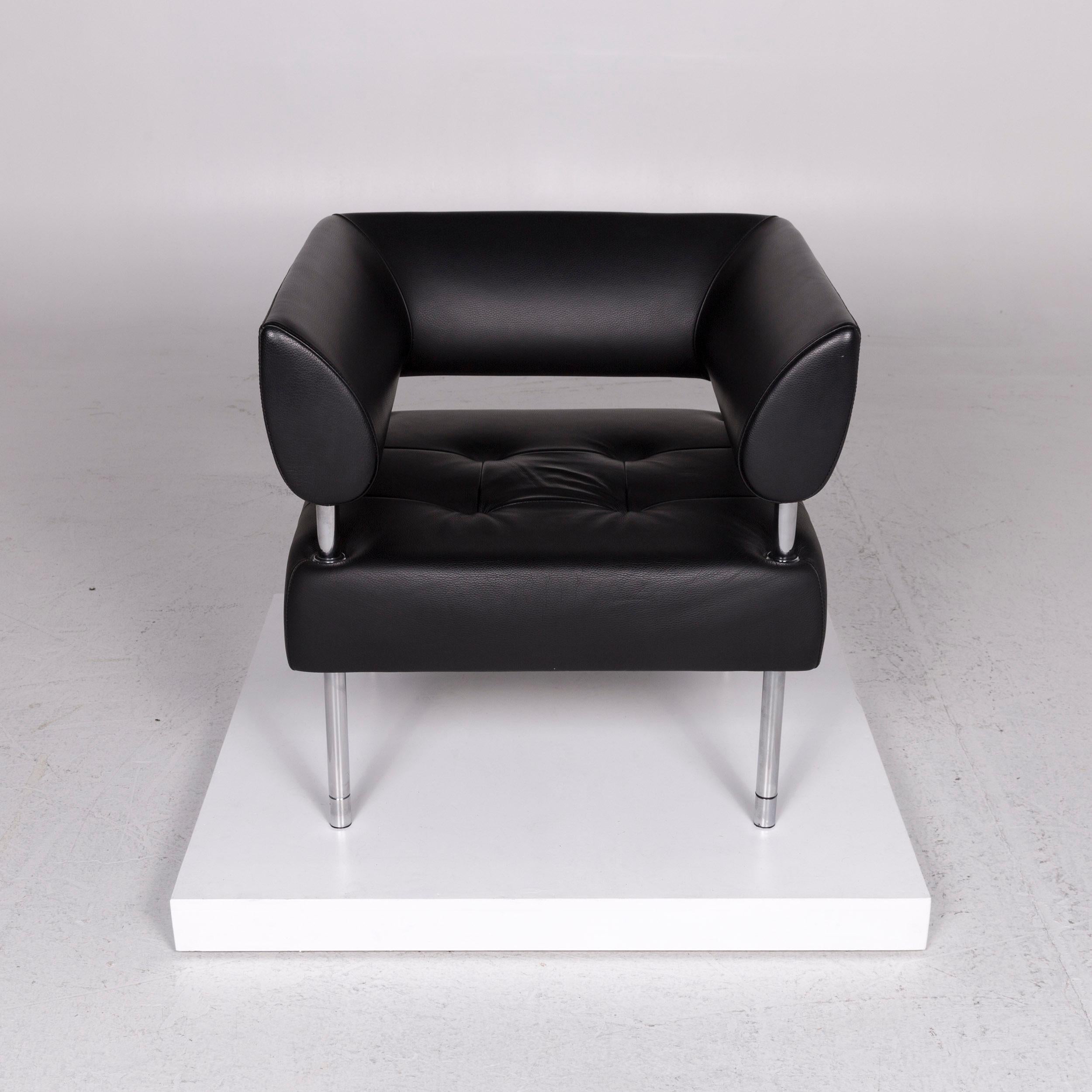 Sitland Leather Sofa Set Black 1 Three-Seat 2 Armchair 10