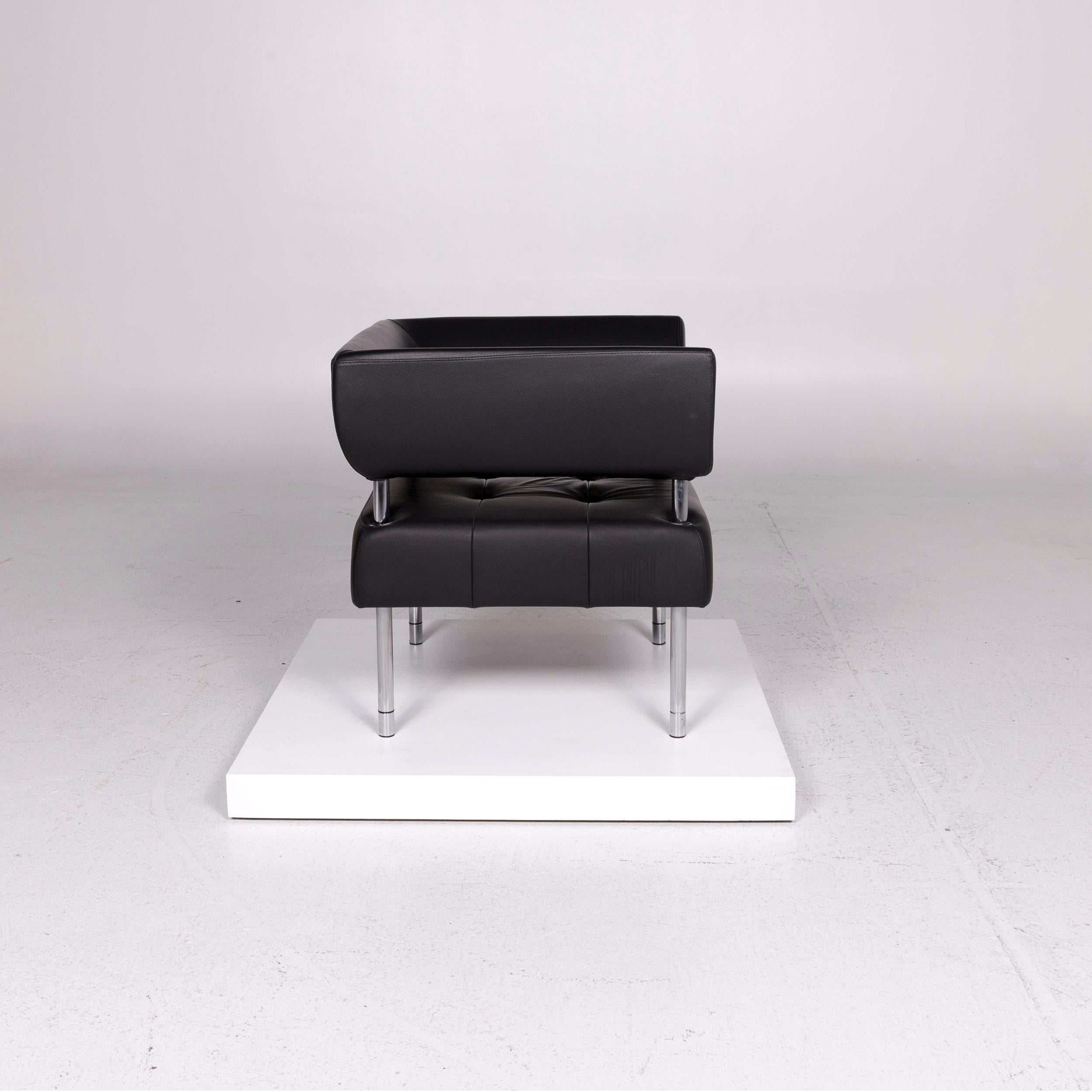 Sitland Leather Sofa Set Black 1 Three-Seat 2 Armchair 11