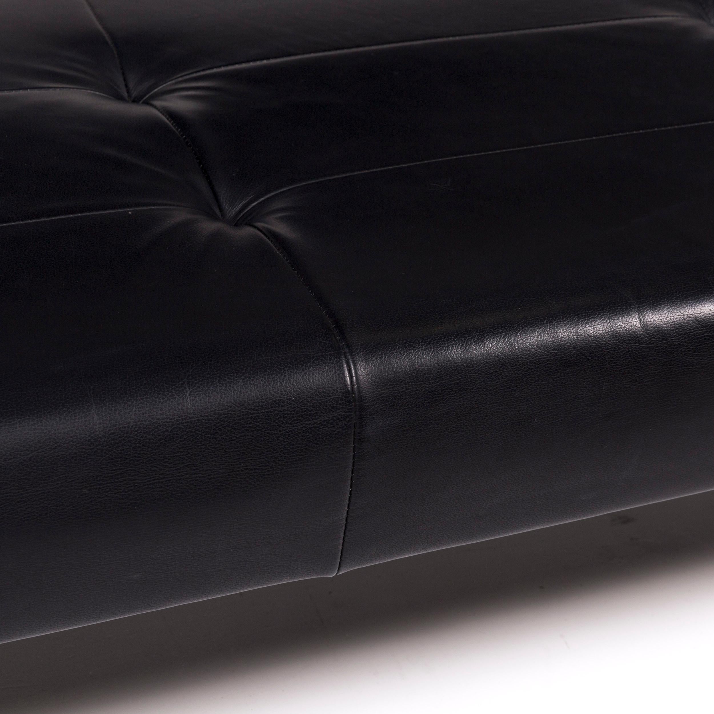European Sitland Leather Sofa Set Black 1 Three-Seat 2 Armchair
