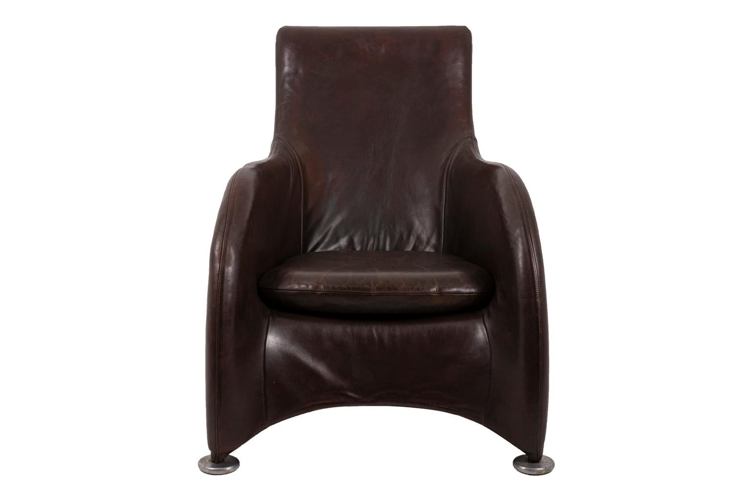 European Gerard Van den Berg, Lounge Armchair in Leather, 1980s