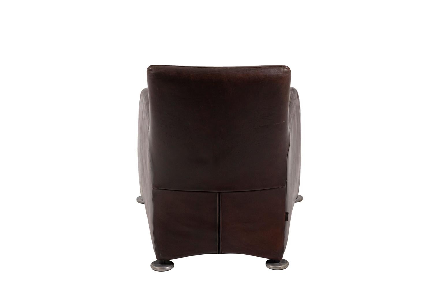 20th Century Gerard Van den Berg, Lounge Armchair in Leather, 1980s