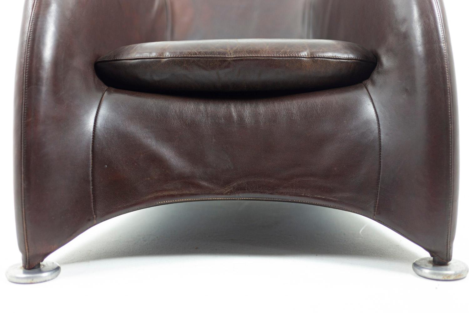 Gerard Van den Berg, Lounge Armchair in Leather, 1980s 1