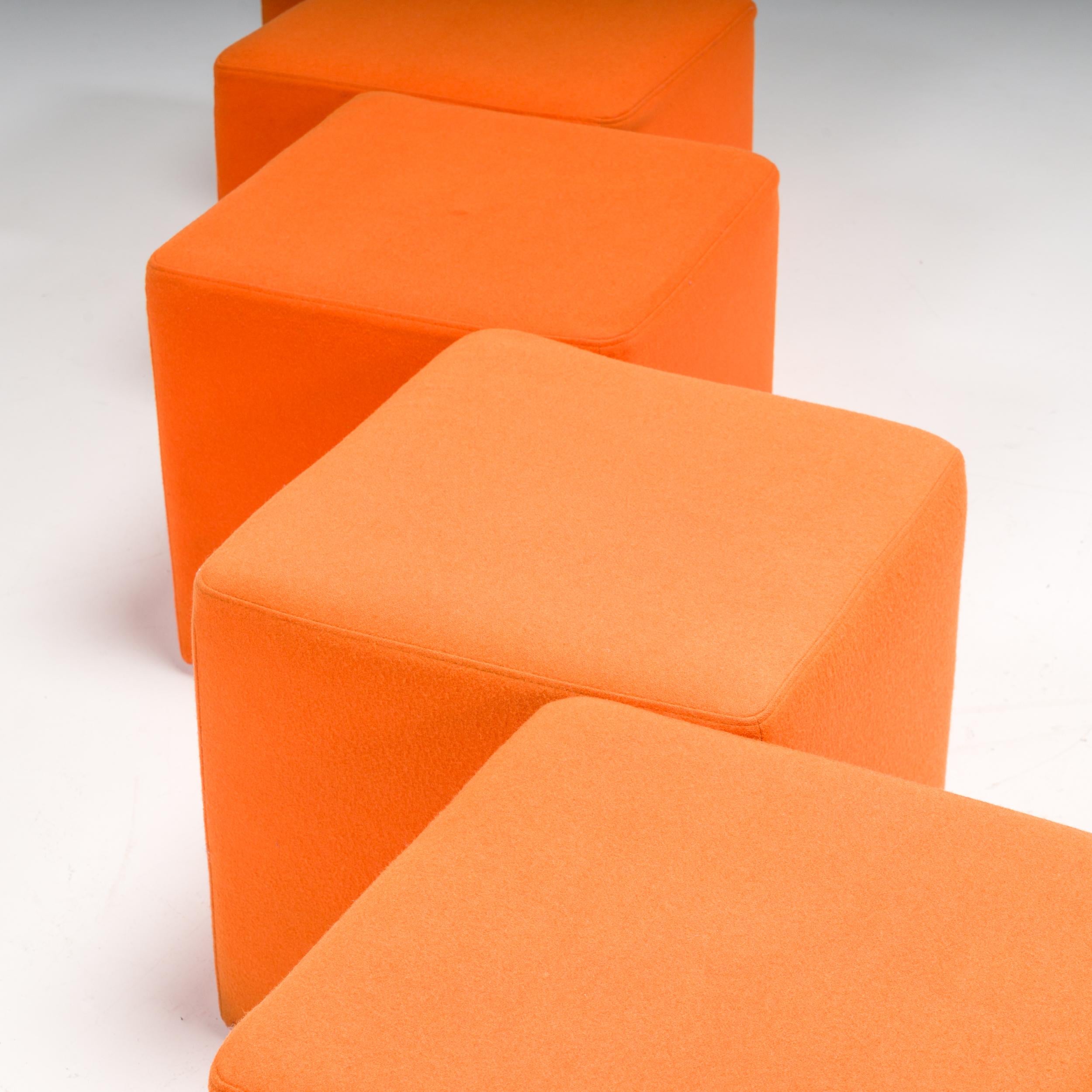 SITS Furniture Quadratische orangefarbene Stoffhocker, 10er-Set im Angebot 2