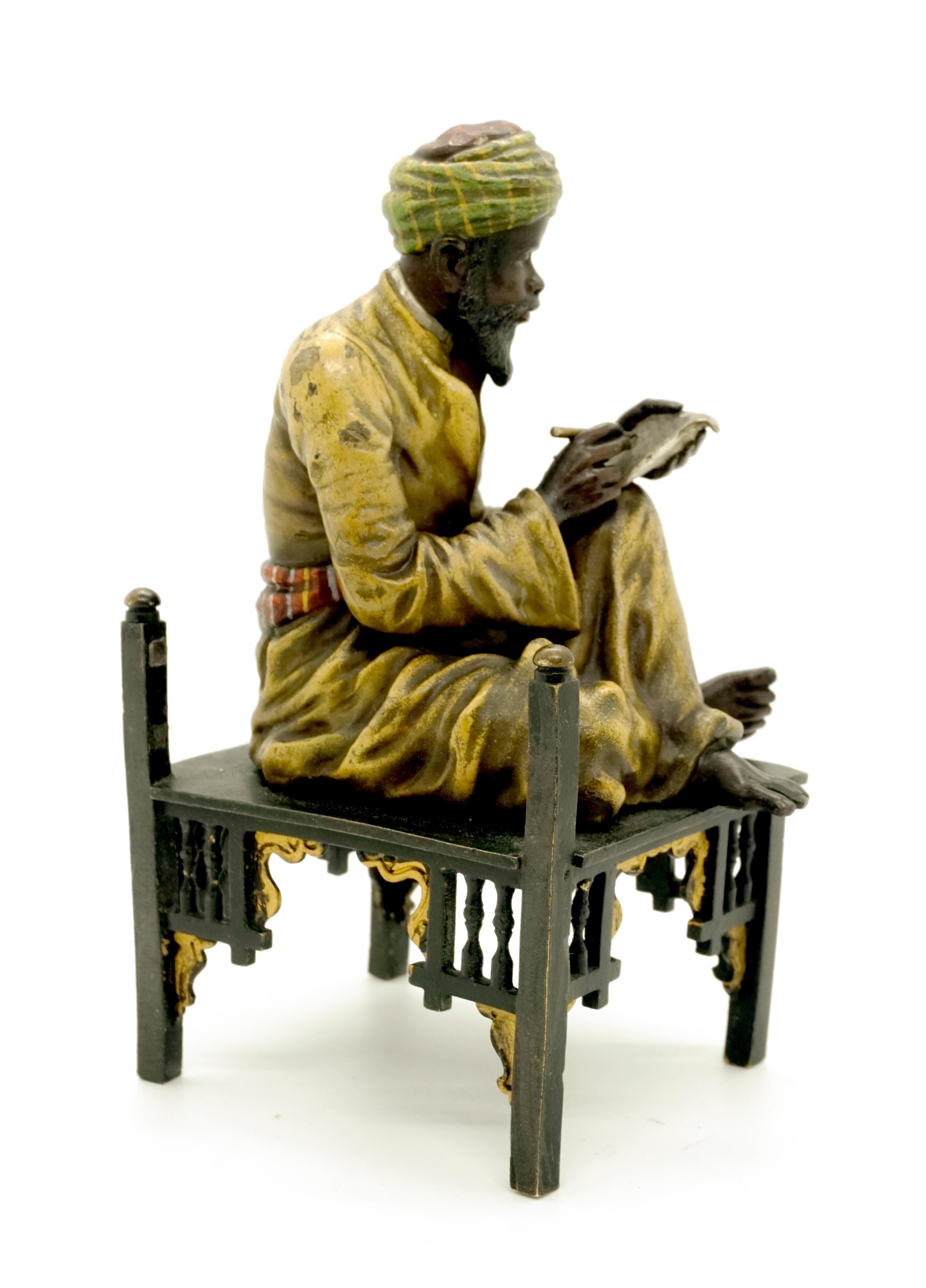 Austrian Sitting Arab Writing, Viennese Bronze by Bergmann, circa 1900