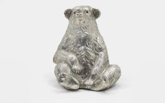 Sitting Bear Ice Bucket / Beverage Cooler. Cast Aluminum by Arthur Court. Signed