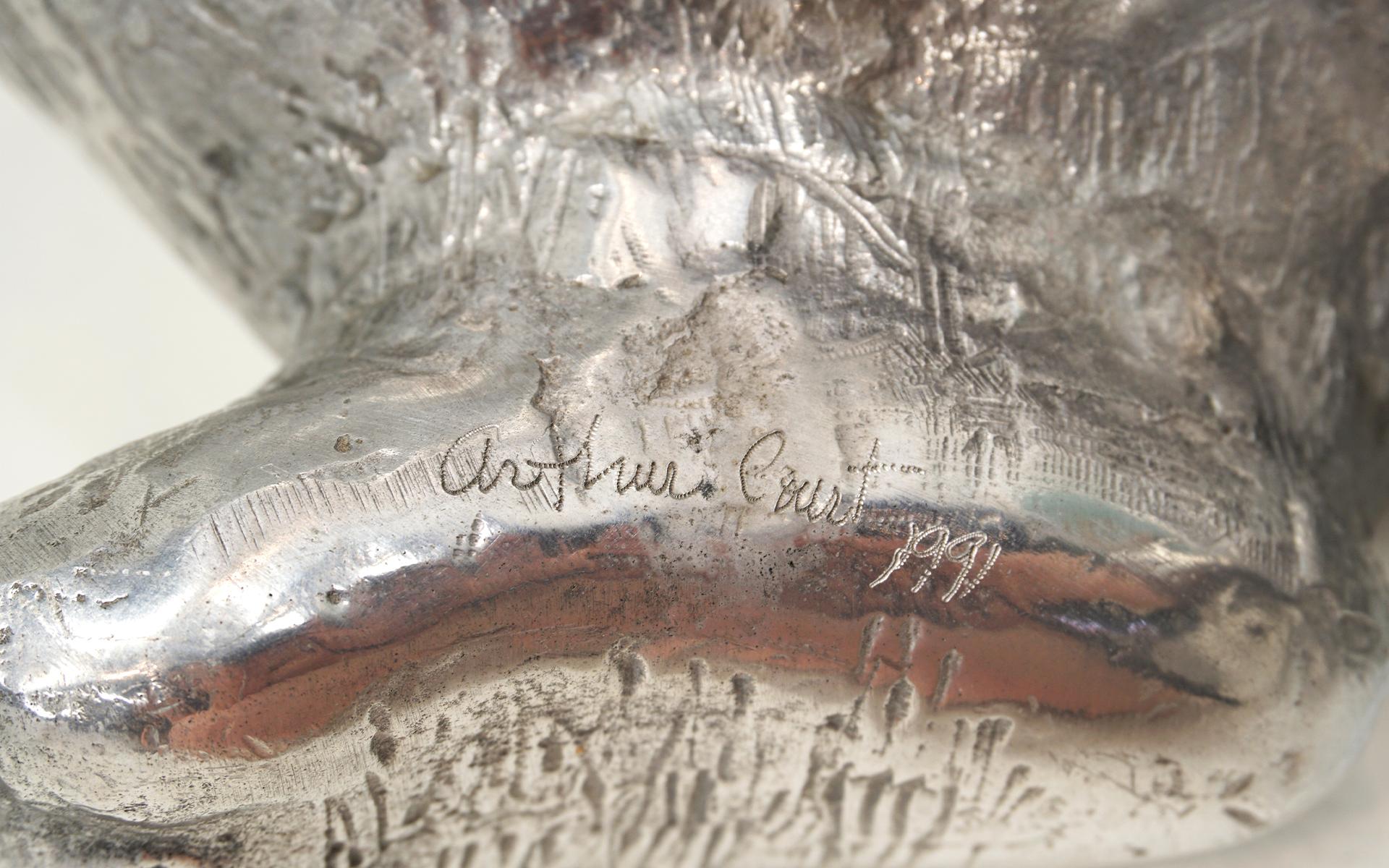Cubitera / Enfriador de bebidas Oso Sentado. Aluminio fundido por Arthur Court. Firmado en Bueno estado para la venta en Kansas City, MO