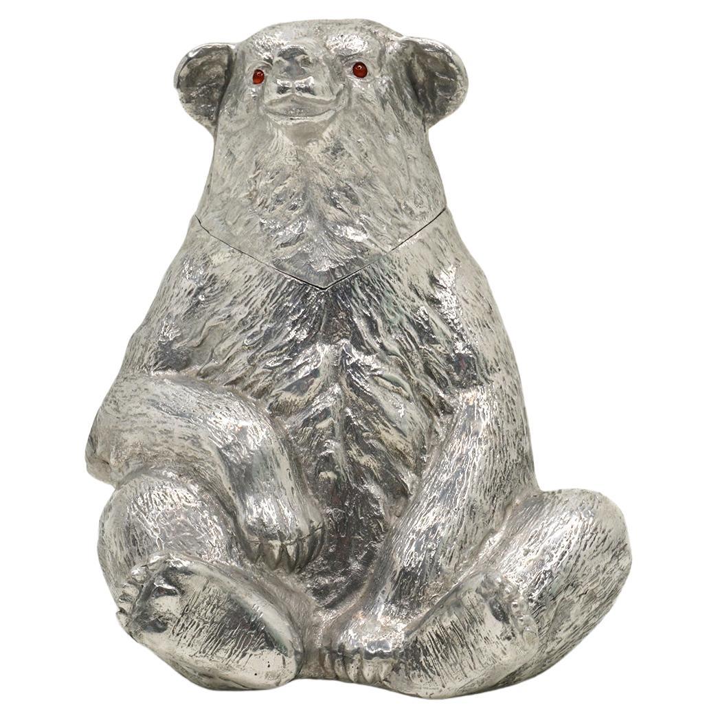 Sitting Bear Ice Bucket / Beverage Cooler. Cast Aluminum by Arthur Court. Signed