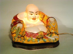 Sitting Buddha Percelain Night Lamp, French Chinoiserie 1900´s